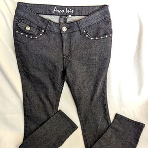 Arco Iris Rhinestone studded dark grey jeans
